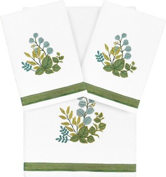 Linum Home Textiles Turkish Cotton Botanica Embellished Towel Set, 3 Piece