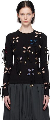 J.Kim Black Petals Long Sleeve T-Shirt