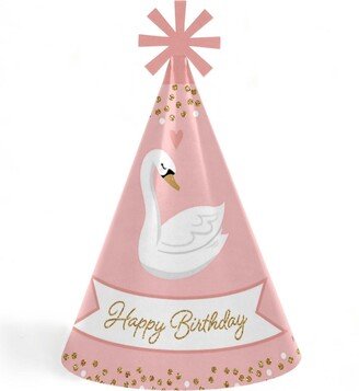 Big Dot Of Happiness Swan Soiree - Cone Happy Birthday Party Hats - Set of 8 (Standard Size)