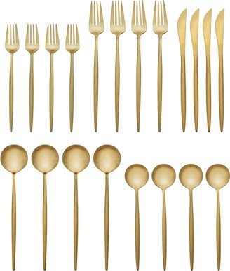 Skandia Zephyr Satin Gold 20-pc Flatware Set, Service for 4