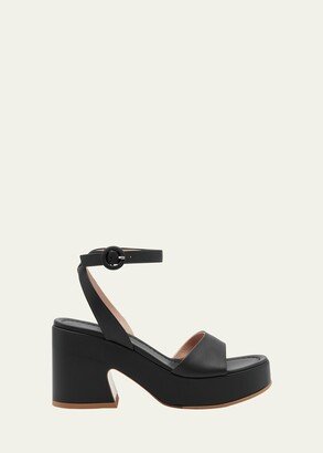 Leather Ankle-Strap Platform Sandals