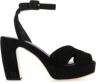 Crossover Platform Buckle-Fastened Sandals