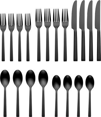 Chef's Table Black 20 Piece Everyday Flatware Set, Service For 4