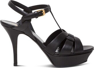 Tribute Black Sandals With Heel And Platform In Leather Woman