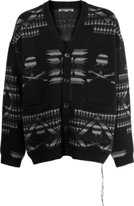 patterned intarsia-knit V-neck cardigan-AA