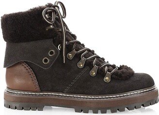 Eileen Lace-Up Shearling-Lined Ankle Boots