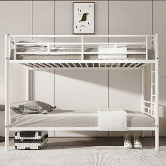 Silver Twin over Twin Metal Bunk Bed with Removable Ladder