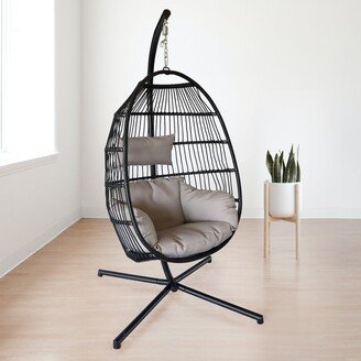 Starx Decor Hanging Egg Chair with Stand Outdoor Patio Swing Egg Chair