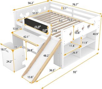 Wood Twin Size Loft Bed with Slide