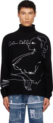 KidSuper Black Doodle Women Turtleneck