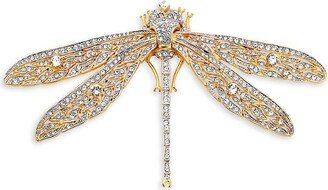 22K-Gold-Plated & Glass Crystal Dragonfly Brooch