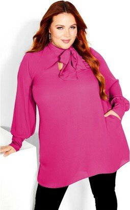 | Women's Plus Size Tunic Neck Tie - Sangria - 12 Plus