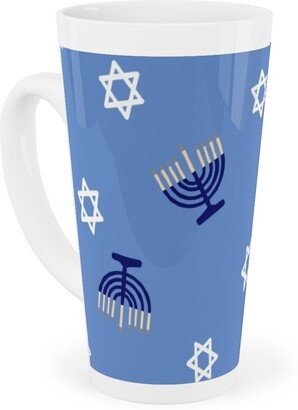 Mugs: Hanukkah - Blue Tall Latte Mug, 17Oz, Blue