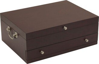 Dark Walnut Lined Drawer Stainless-Steel Flatware 15in Chest