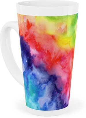 Mugs: Rainbow Watercolor Wash Tall Latte Mug, 17Oz, Multicolor