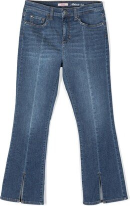 Front-Slit Straight-Leg Jeans