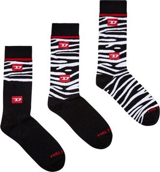 Zebra-Print Socks Pack Of Three