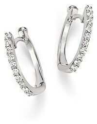 18K White Gold Small Diamond Hoop Earrings