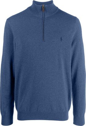 Mélange-Effect Half-Zip Wool Jumper