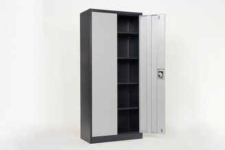 RASOO Metal storage cabinet with 4 shelves and double doors, suitable for lockable steel storage cabinets in offices and homes