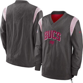 Men's Pewter Tampa Bay Buccaneers Sideline Athletic Stack V-neck Pullover Windshirt Jacket