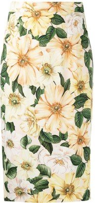 Floral-Print Mid-Length Skirt
