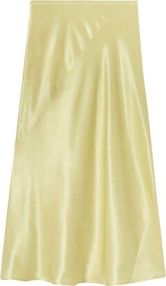 Satin-Finish Midi Skirt