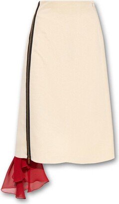 Ruffled Panelled Midi Skirt