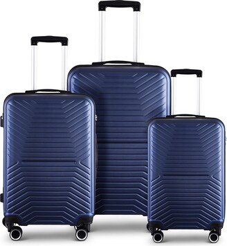 EDWINRAY 3 Piece Luggage Sets Expandable ABS Hardshell Luggage Lightweight Spinner Suitcase Sets with TSA Lock 20in/24in/28in, Dark Blue