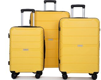 GREATPLANINC Hardshell Suitcase Spinner Wheels PP Luggage Sets Lightweight Durable Suitcase with TSA Lock,3-Piece Set