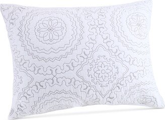 Closeout! Cotton Medallion Gray Quilted Standard Sham