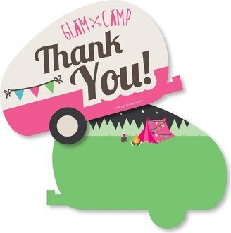 Big Dot of Happiness Let's Go Glamping - Shaped Thank You Cards - Camp Glamp Party or Birthday Party Thank You Note Cards with Envelopes - Set of 12