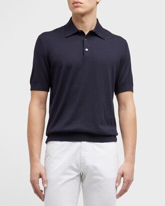 Men's Cotton-Cashmere Polo Shirt-AA