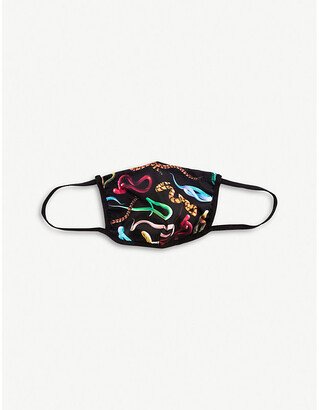 Womens Black/Blue/Green Toiletpaper Snakes Microfibre Face Covering