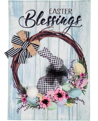 Buffalo Check Bunny Wreath Garden Burlap Flag- 12.5 x 18 Inches Outdoor Decor