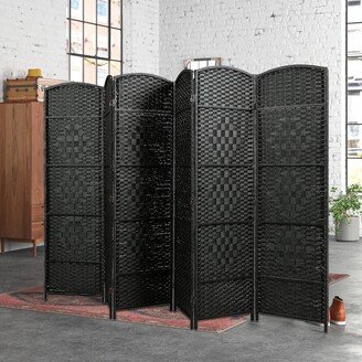 Kahomvis 6 Panel Black Folding Room Divider Screens Privacy Screens