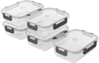 Snap Lock Glass Food Container with Lids 5 Pc.