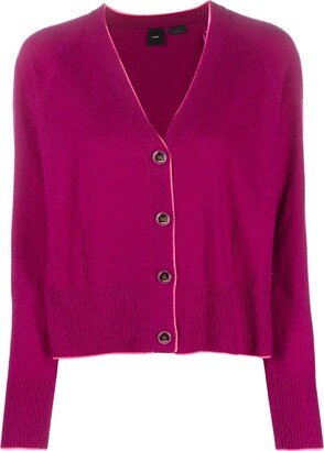 Contrast-Trim Wool-Cashmere Cardigan