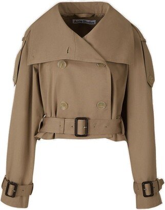 Double-Breasted High-Neck Trench Jacket