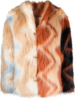 Zigzag Faux-Fur Coat