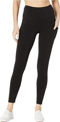 Jockey Active Cotton/Spandex Basics 7/8 Leggings w/ Side Pocket (Deep Black) Women's Casual Pants