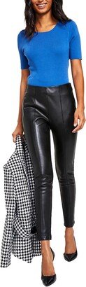 Womens Faux Leather Mixed Media Leggings