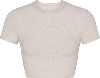 Cotton Jersey Super Cropped T-Shirt | Heather Oatmeal