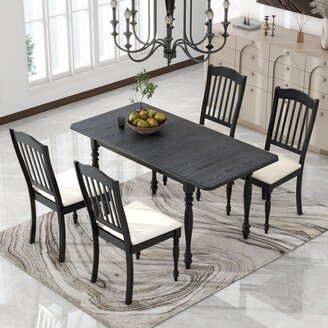 HOMEBAY 5-Piece Extendable Dining Table Set Kitchen Table Set with 15inch Butterfly Leaf for 4