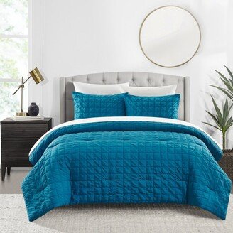 Chic Home Design Jessa 7 Piece Comforter Set Washed Garment Technique Geometric Square Tile Pattern Bed In A Bag Bedding-AA