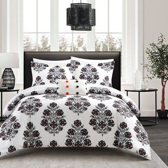 Chic Home Design Riley 6 Piece Comforter Set Large Scale Floral Medallion Print Design Bed In A Bag Bedding