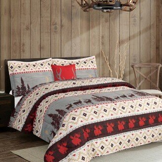 Snake River Décor Rustic Mountain Quilt Bed in a Bag Set Queen-AA