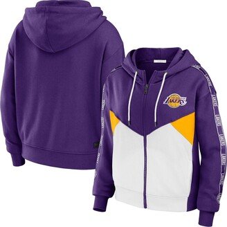 Women's Wear by Erin Andrews Purple Los Angeles Lakers Color-Block Full-Zip Hoodie