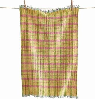 tagltd Vivid Waffle Weave Plaid Dish Towel Yellow