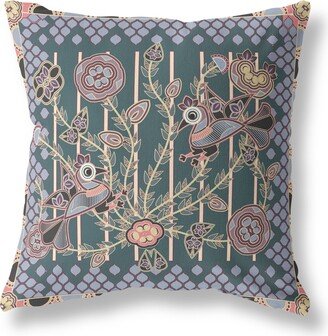 Amrita Sen Designs Amrita Sen Pond Peacock Indoor Outdoor Pillow Zip